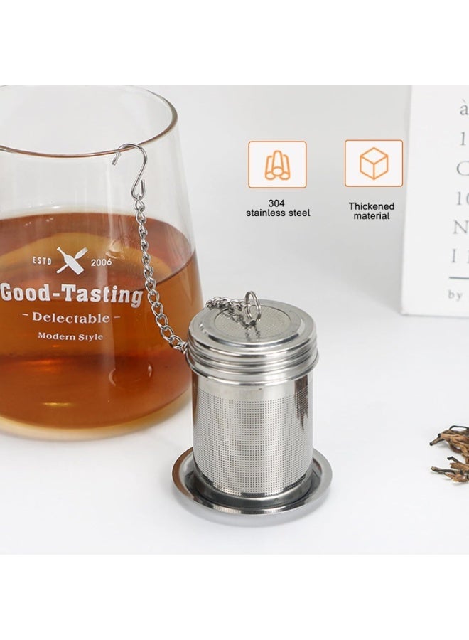 Stainless Steel Tea Infuser, Tea Infuser for Loose Tea, with Drip Trays and Lid, Extra Fine Mesh Tea Infuser, for Loose Leaf Tea, Herbal Tea, Mugs Teapots Spice(Diameter 3.8cm) - Image 2